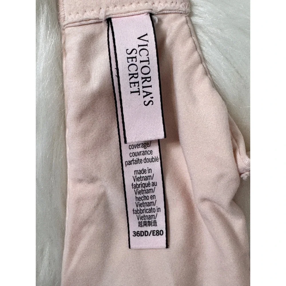 Victorias Secret Perfect Coverage Bra 36DD Nude Pink Lace Trim Underwire‎ 423